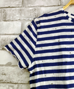 Dblaq Thin-Striped Blue Patch T-Shirt