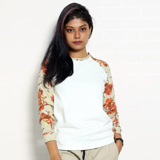 Dblaq Orange Floral raglan top