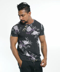 Dblaq Floral Printed Black T-Shirt