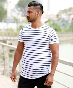 Dblaq White T-Shirt with black stripes