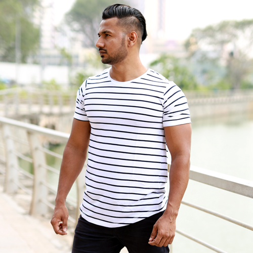 Dblaq White T-Shirt with black stripes