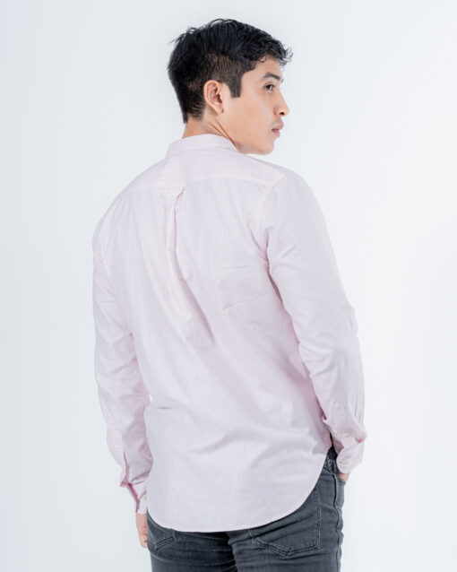 D-Blaq Pink Striped Chinese Collar Shirt