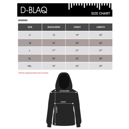 D-Blaq Hoodies Size Chart