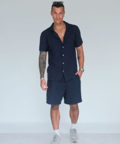 Buse Kumas revere Collar Shirt Navy