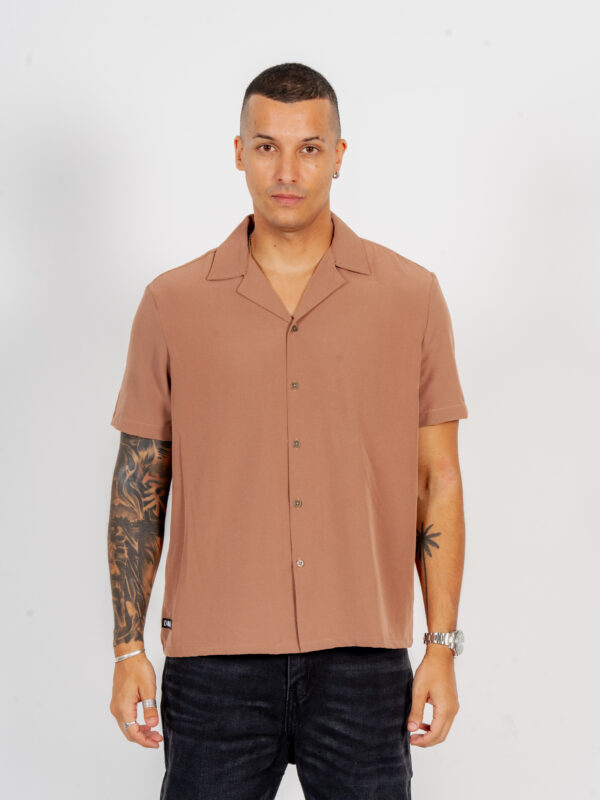 Crush wave revere collar shirt