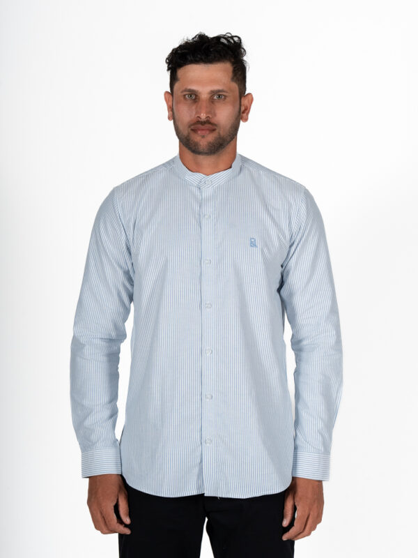 Urban essential pinstripe chinese collar shirt