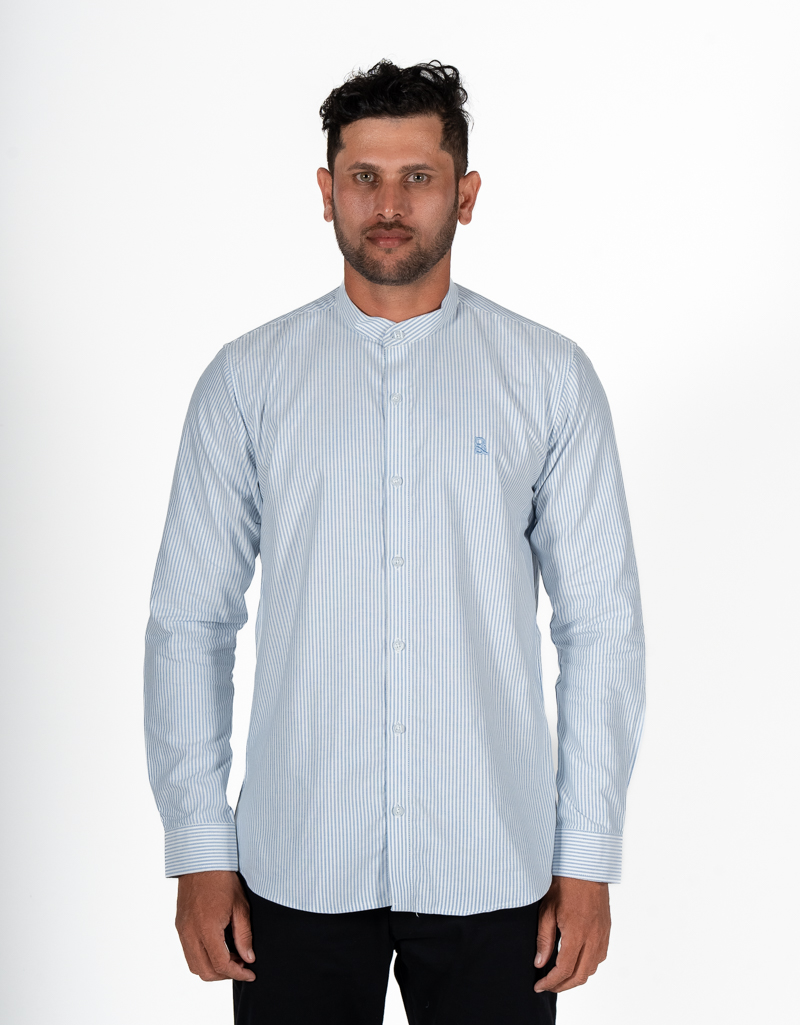 Urban essential pinstripe chinese collar shirt