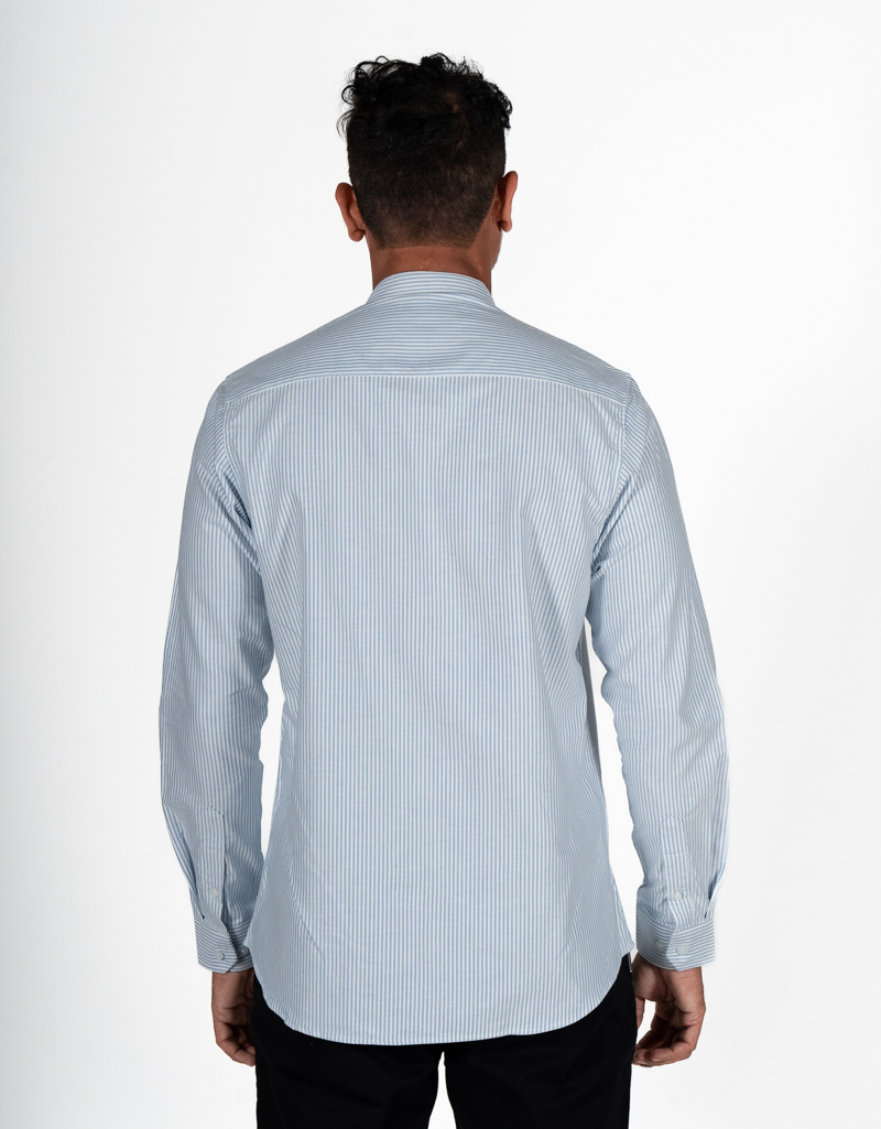 Urban essential pinstripe chinese collar shirt - Image 10