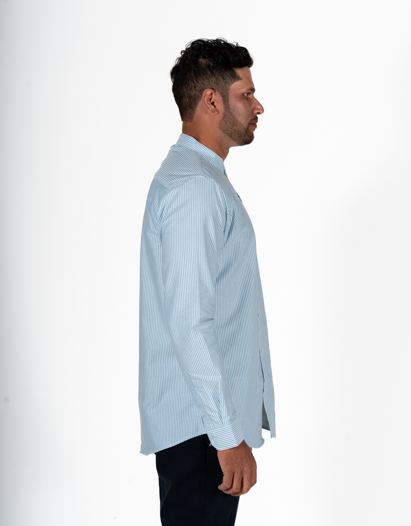 Urban essential pinstripe chinese collar shirt - Image 6