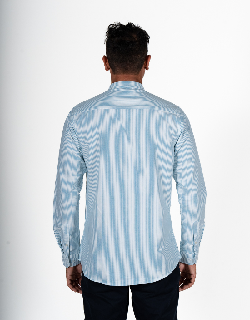 Urban essential pinstripe chinese collar shirt - Image 7