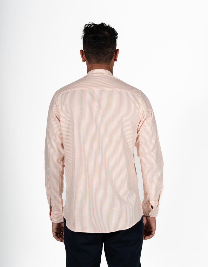 Urban essential pinstripe chinese collar shirt - Image 4