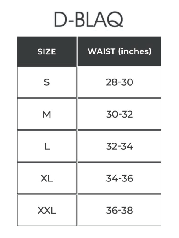 D-Blaq Size chart for shorts and joggers