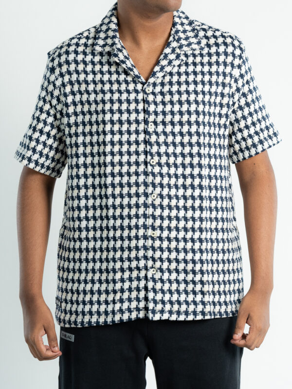 Cloud knit kit-top revere collar shirt