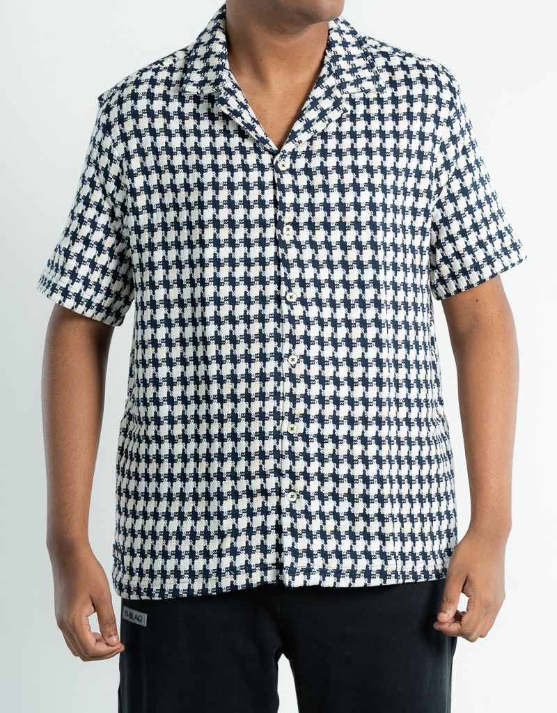 Cloud knit kit-top revere collar shirt