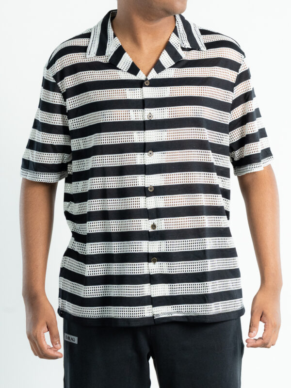 Breeze stripe revere collar shirt